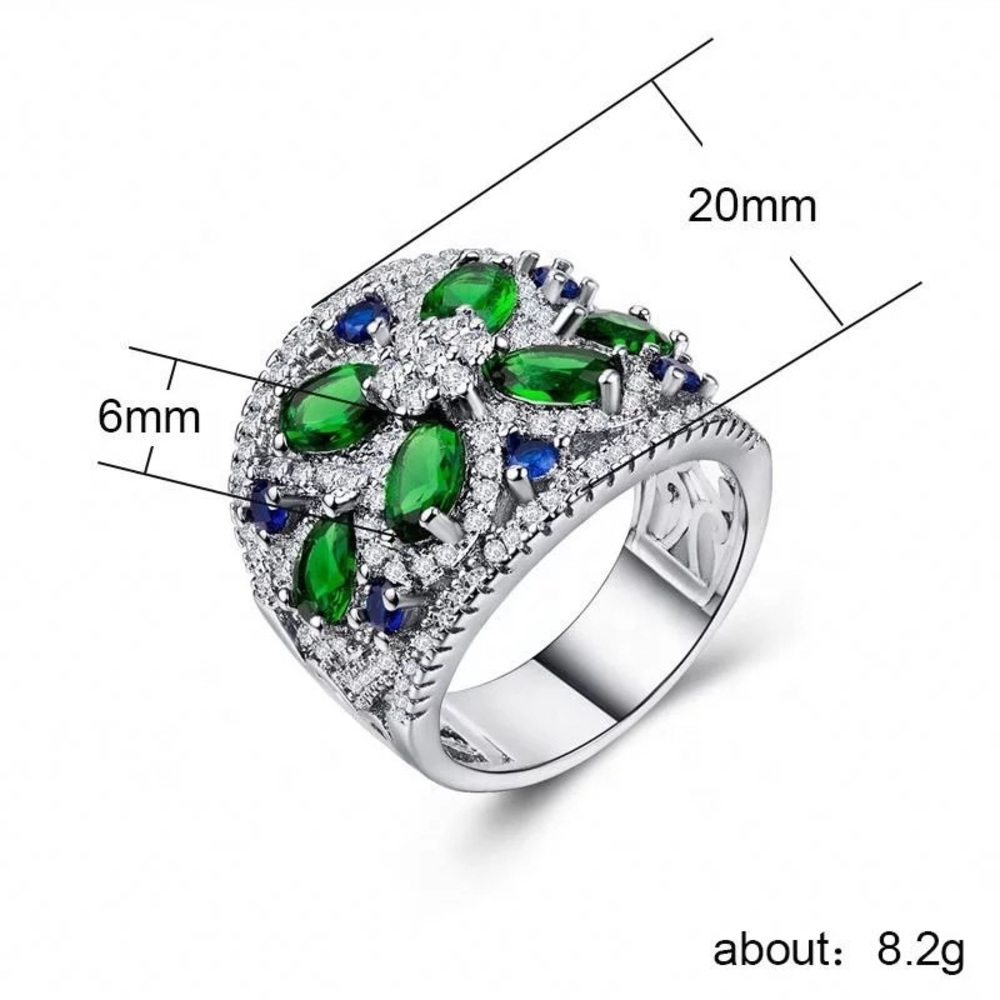 New 925 Silver Luxury Jewelry Fashion  Princess Cut Zircon  Wedding Party Ring - Picture 6 of 6